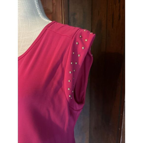 Cynthia Rowley Women's Scoop Neck Blouse Studded Soft  Hot Pink XL - Picture 3 of 5